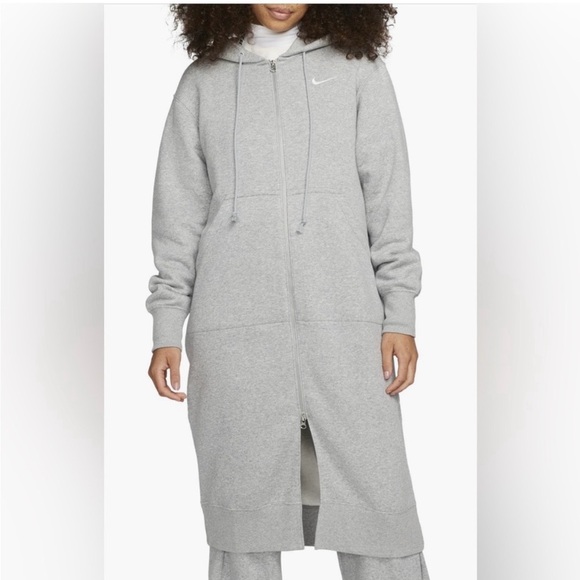 Nike Tops - Nike Women's Light Gray Full-Zip Hoodie Dress